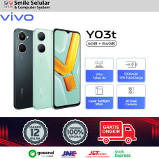 Vivo Y03t 4/64GB - IP54 Tahan Air, 5000mAh + 15W FlashCharge